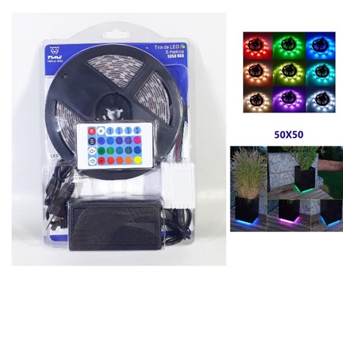 Tira led Alta Potencia 5 metros 50x50 con control y fuente