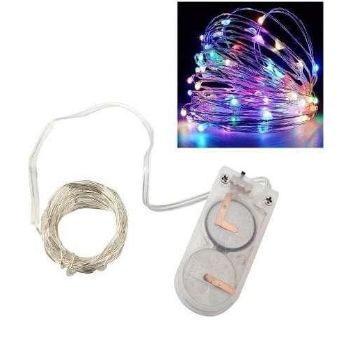 Tira de luz led alambre colores 5 metros con pila bot
