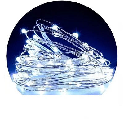 Tira Led alambre blanco frio 5 metros con pilas