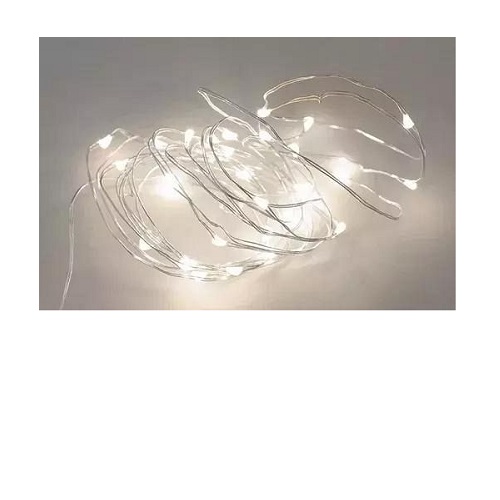 Tira de luz led alambre blanca frio 5 metros con pila boton