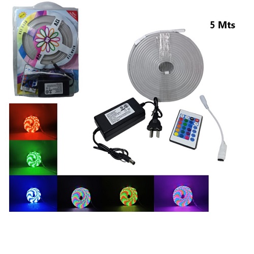 Tira de Neon RGB 5 metros con fuente y control