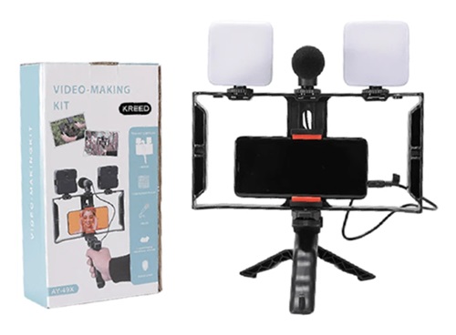 Kit para Streaming: 2 Luces Microfono Tripode AY-49X