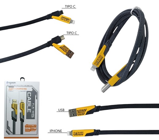 Cable Turbo 65w oo225 4en1 TC a TC a iPhone a USBÂ 