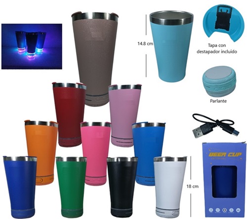 Vaso Termico con Parlante y Destapador 473MLii