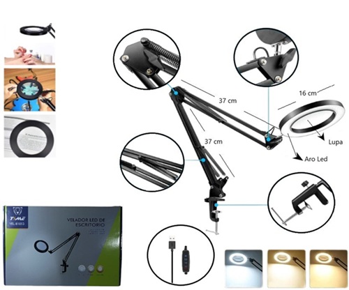 Lampara Led Articulada con Lupa Ideal Trabajo 81013ii