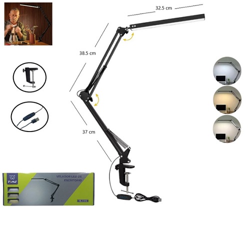 Velador Led Articulado con morsa de agarre 81012