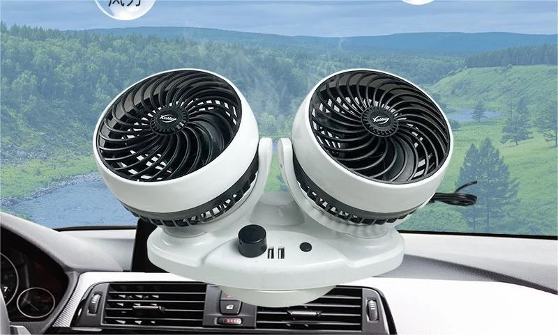 Ventilador doble SQ-X766 toma 12v24v + 2 cargador USB