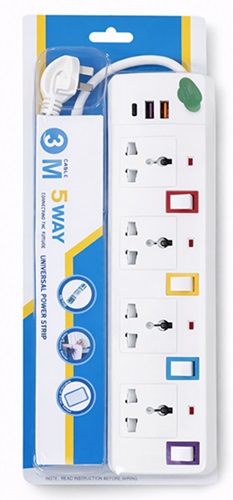 Zapatilla 3 Met. 3 Tomas + 2 USB + 1 USB TC 13193pr